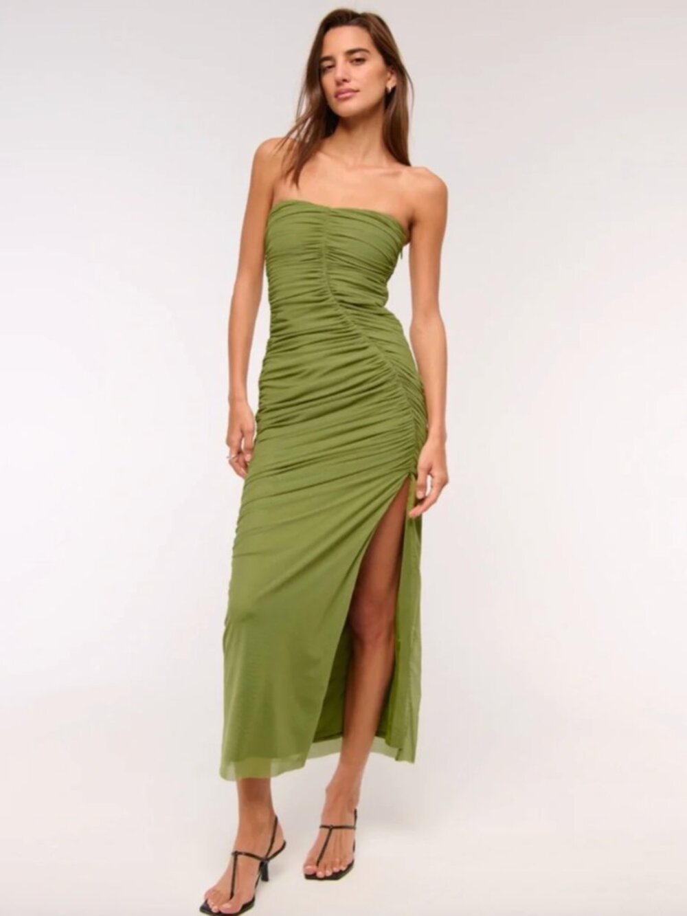 Abercrombie A&F Mesh Strapless Ruched Dress Size M